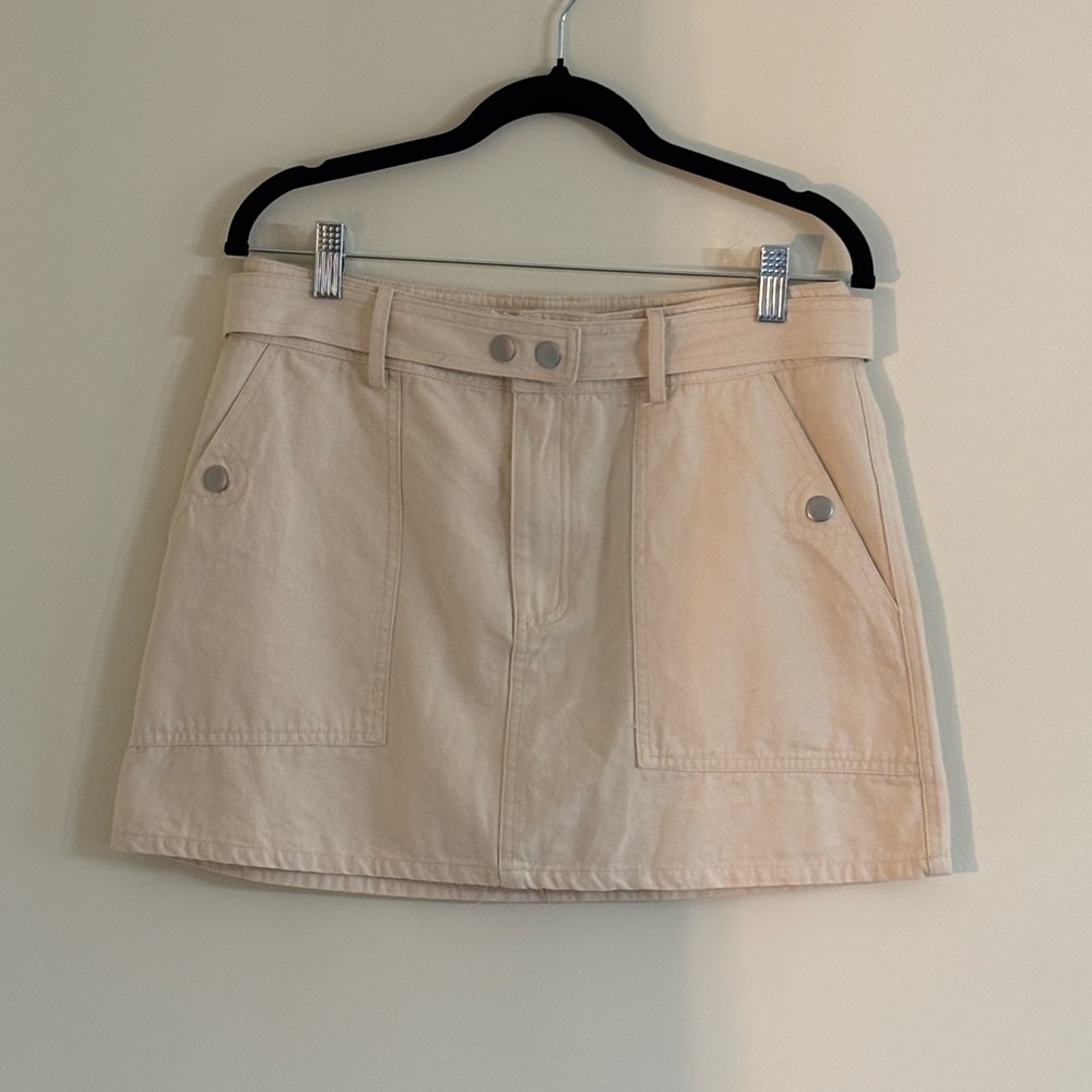 PacSun 100% Cotton Utility-Style Denim Mini Skirt in Ivory Size M